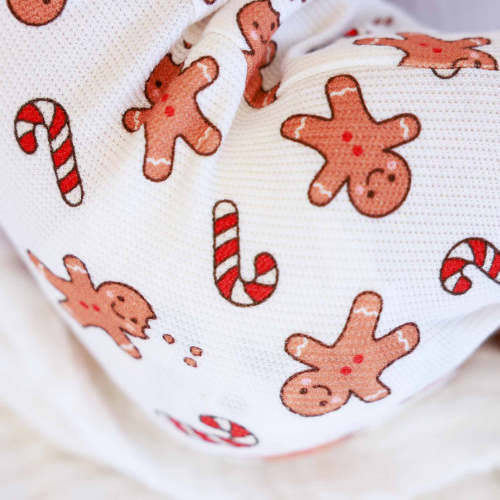 Christmas Bamboo Waffle Zipper Footies