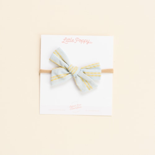 Light Blue Dashed Stripes Bow for girls, Spring Bow – Little Poppy Co.