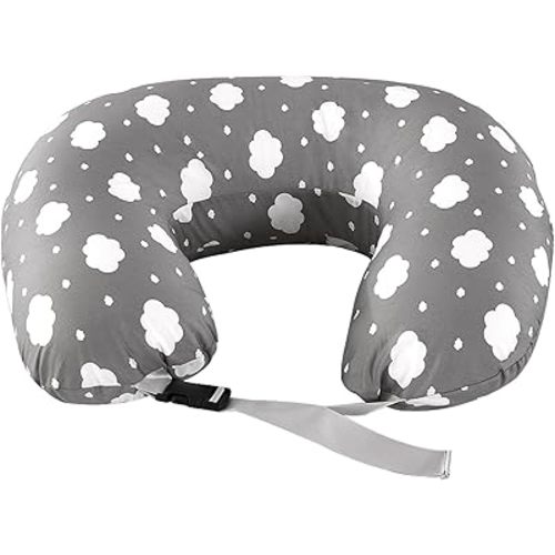Nursing Pillow for Breastfeeding, Ergonomic Support Pillow Breast Feeding Pillows for Mom, Extra-Wide Breastfeeding Pillows with Anti-Slip Waist Strap & Removable Cotton Cover (Plus Size, Gray)