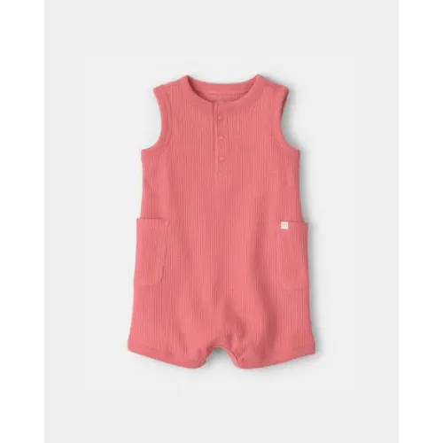 Baby Waffle-Knit Sleeveless Romper - Orange | Carter's