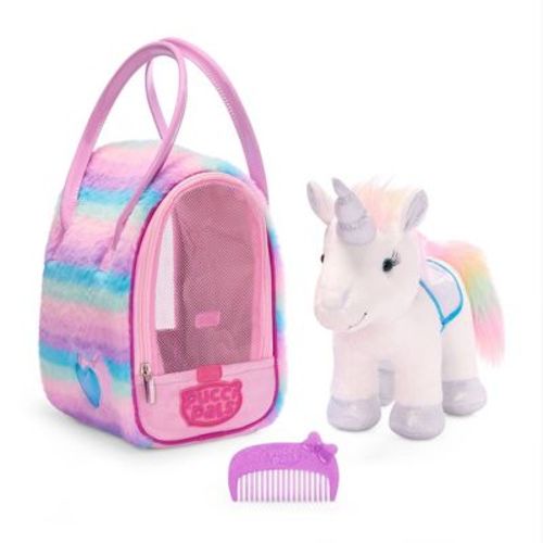 Pucci Pals Stuffed Toy Rainbow Glam Bag & Sparkly Unicorn Plush Animal for Toddlers