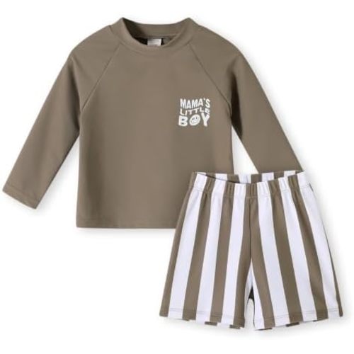 Toddler Baby Boys Long Sleeve Rashguard Swimsuit 2 Piece Set Swim Shirt Trunks Bathing Suit