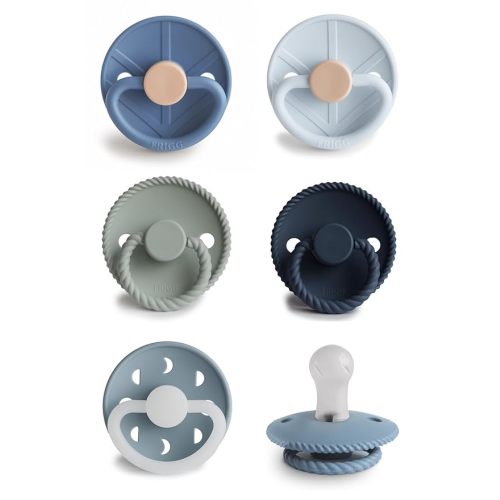 FRIGG SilkySoft Silicone Baby Pacifier 6-Pack Endless Sea | Made in Denmark | BPA-Free (0-6 Months)