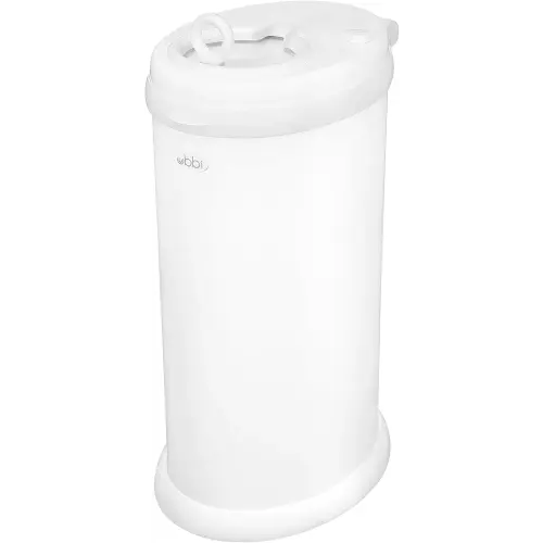 Ubbi Steel Nappy Bin - Odour-Locking Diaper Pail for Baby Nursery, No Special Bags Needed, Powder-Coated Stainless Steel, Childproof Lock, Award-Winning Baby Must Have & Newborn Essential, Matte White