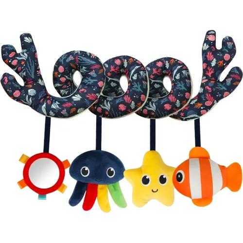 Spiral Car Seat & Stroller Activity Toy,Car Seat Toys for Babies 0-6 Months Boy,Baby Spiral Hanging Plush Activity Toys Thank You Gifts for Newborn 0 3 6 9 12 Months Baby Boys Girls