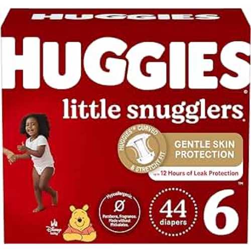 Huggies Size 6 Diapers, Little Snugglers Baby Diapers, Size 6 (35+ lbs), 44 Count