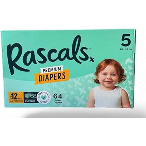 Rascals Premium Diapers (Size,5 Count 64)