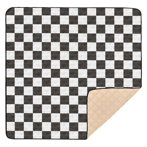Black and White Checkerboard Large Sturdy Baby Playmat for Indoor Outdoor Non-Toxic Tummy Time Mat for Babies Infants Toddlers, 50'' x 50''