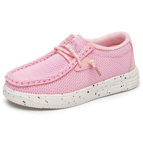 Apakowa Kids Boys Girls Slip-On Casual Loafers Walking Shoes Comfortable & Lightweight (Color : Pink, Size : 5 Big Kid)