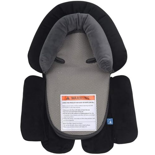 COOLBEBE 3-in-1 Reversible Newborn Car Seat Insert, Baby Head Support Pad | Extra Soft Head Pad for Catseat, Stroller, Swing & Travel, Baby Body Support Cushion for Infant 0-12 Months, Black