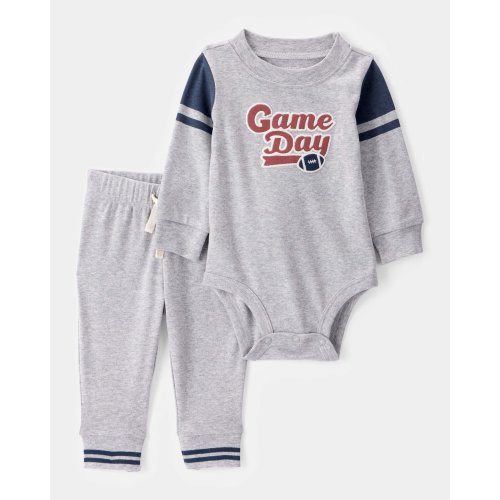 Baby Boy 2-Piece Game Day Long-Sleeve Bodysuit Pant Set - Grey | Carter's