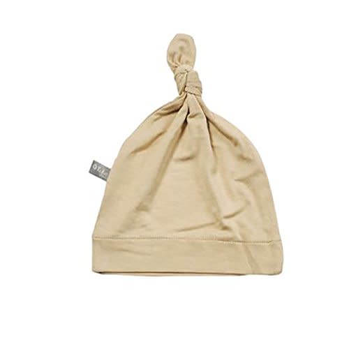 KYTE BABY Unisex Bamboo Rayon Baby Beanie Soft Knotted Cap, Newborn, Sand
