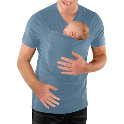 Mens Dad Shirts Baby Carrier Shirt Short Sleeve Skin to Skin New Dad Gifts T-Shirt with Pocket