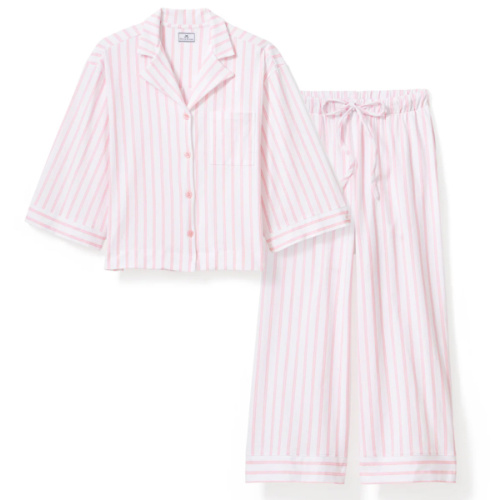 LuxePink Stripe Wide Leg Pajama Set | Petite Plume