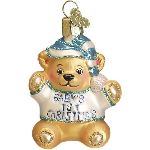 Old World Christmas Ornaments Baby Boy's First Teddy Bear Glass Blown Ornaments for Christmas Tree