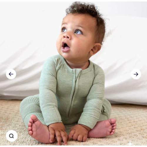 Heather Sage Ribbed Zippy - Little Sleepies