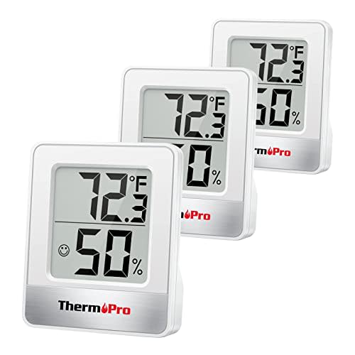 ThermoPro TP49 3 Pieces Digital Hygrometer Indoor Thermometer Humidity Meter Mini Hygrometer with Temperature and Humidity Monitor Outdoor and Room Thermometer