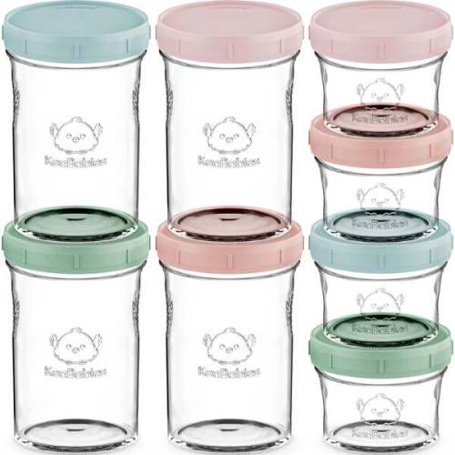 Prep Glass Baby Food Storage Containers With Lids 4X4 oz & 4X8 oz, Musk Dusk (Pack of 8) - KeaBabies Nursing & Feeding | Maisonette