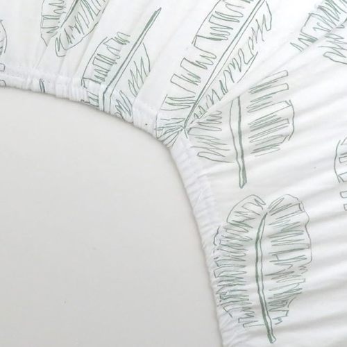 HonestBaby Fitted Crib Sheets Fits Standard Mattress Bassinet, Mini Prints 100% Organic Cotton Baby Boys, Girls, Unisex, Jumbo Leaf Sage, One Size