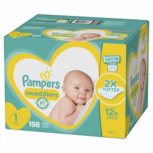 Diapers Newborn / Size 1 (8-14 lb), 198 Count - Pampers Swaddlers Disposable Baby Diapers, ONE MONTH SUPPLY