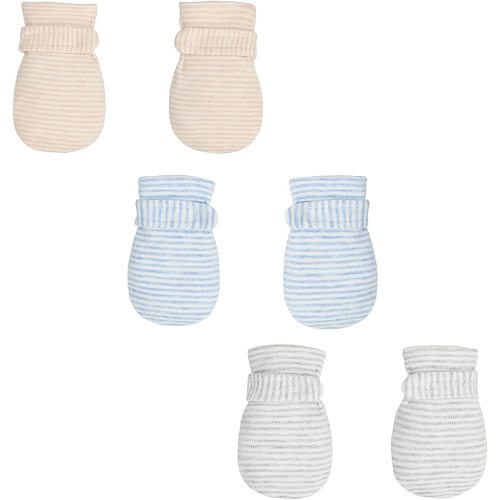 Newborn Baby No Scratch Mittens Stay On, 100% Cotton Breathable, Adjustable Infant Gloves for Baby Boys Girls Mittens