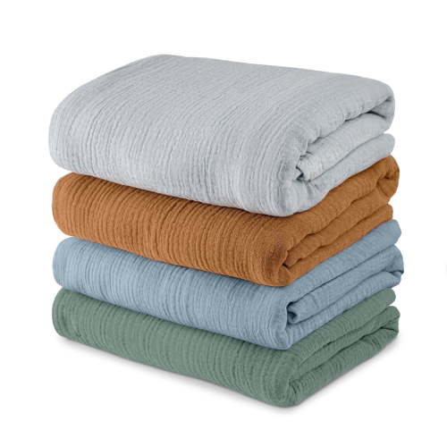 Gllquen Baby 4-Pack Muslin Organic Cotton Swaddle Blankets for Newborn Infant Boys Girls 38"x40", Natural