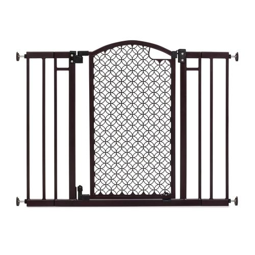 Ingenuity Decorative Panel Tall Baby Gate & Dog Gate, 28"-42" Wide, 30" Tall, Hardware or Pressure Mounted, Install on Top or Bottom of Stairs, Banister, or Doorway - Espresso