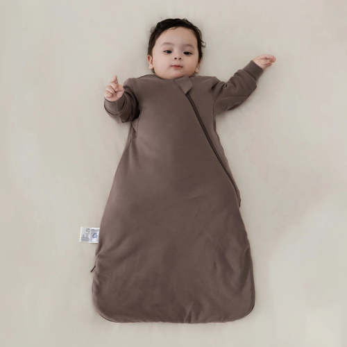 All Season Long Sleeve Sleep Sack 1.0 TOG - Organic Cotton & Camel Wool -Mocha Brown