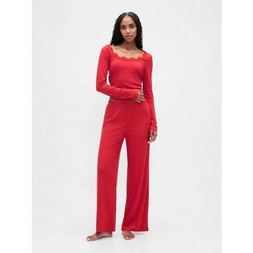 Mini Rib Wide-Leg PJ Pants