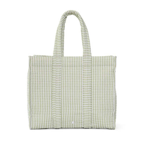 TRVL Pimlico Stripe Sage Quilted Tote