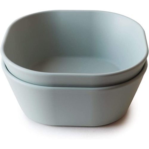mushie Square Dinnerware Bowls for Kids | Made in Denmark, Set of 2 (Sage) - (Sage) Square Bowl