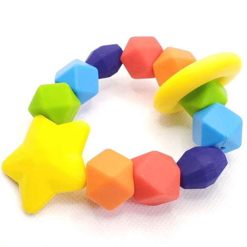 Blue Rabbit Co, Baby Teether, Rainbow Sensory Teething Ring, BPA Free Silicone, 1 Pack