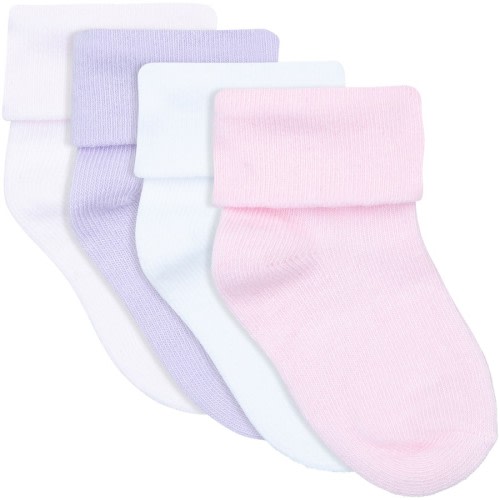 Dymples Baby Cuff Socks 4 Pack - Pink - Size 0-1
