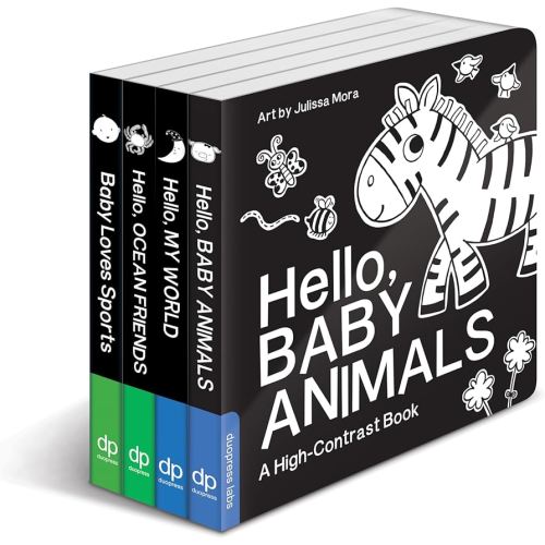 High Contrast Baby Book Set: 4 Board Books for Newborns