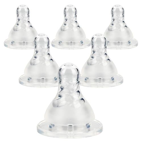 Silicone Nipple for Dr. Brown's Narrow Baby Bottle & Glass Bottles,Level 3 Nipples, Fast Flow, 6m+, 6 Count