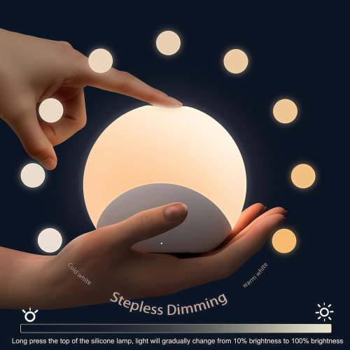 Night Light for Baby,Kids Egg Light Stepless Dimming Touch Night Lamp,7 Colors Dimmable Eye Friendly Silicone Touch Lamp for Breast Feeding,Toddler Kids Bedroom Light,30 Min Hour Timer,BPA Free