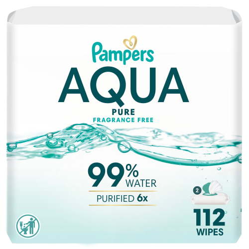 Pampers Aqua Pure Baby Wipes, 99% Water, Fragrance Free, 112 Baby Wipes Total (2X Flip-Top Packs) - Walmart.ca