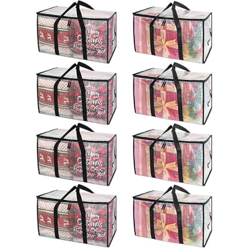 BALEINE 8-Pack Oversized Moving Bags with Reinforced Handles, Heavy-Duty Storage Tote for Clothes, Moving Supplies (Clear, 8-Pack)