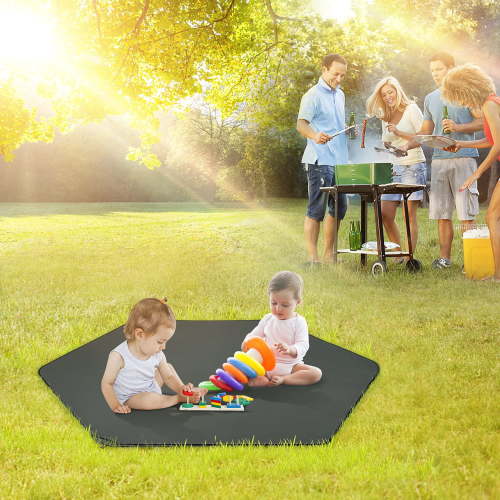 Hexagon Playpen Mat, Compatible with N GO Playpen, 59 inch Inflating Playmat Pad, Mat, Portable and Comfortable Yard Mat with Carry - Dark