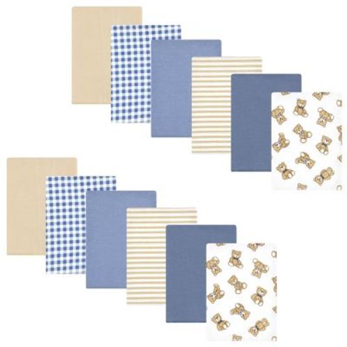 Hudson Baby Infant Boy Flannel Burp Cloth 12pk, Gentleman Bear, One Size