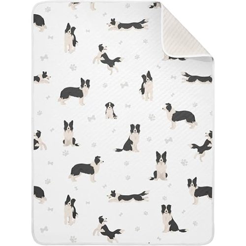 Ollabaky Dogs Border Collie Baby Blanket for Boys Girls Cotton Throw Blanket Swaddle Blanket for Crib Stroller Nursery Receiving Blanket Infant Toddler Unisex 30"x40"