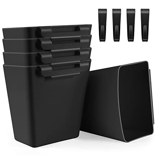 LEZIOA 5 Pack Hanging Cup Holders, Multipurpose Rolling Cart Accessories Utility Cart Accessories For Art Craft Supplies, Space Saving Hanging Storage Basket Pencil Holder Makeup Organizers (Black)