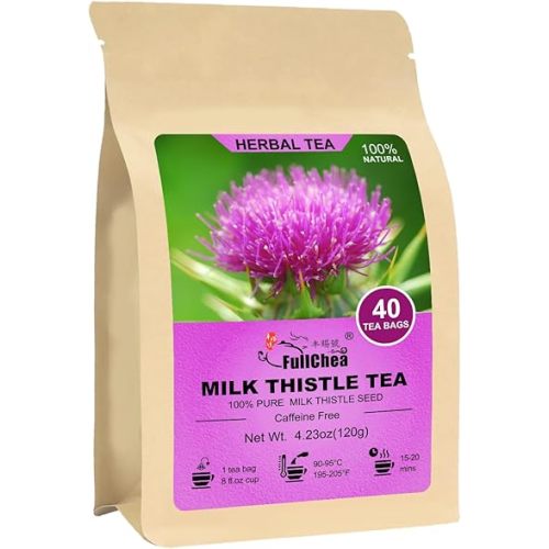 FullChea - Milk Thistle Tea Bags, 40 Teabags, 3g/Bag - Natural Milk Thistle Seed