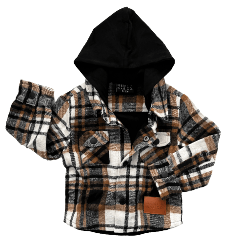HOODED FLANNEL JACKET - CARAMEL – REMI + RAE CO.