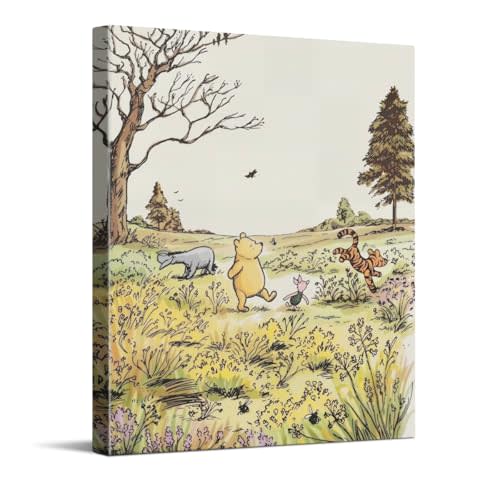 CYFDYVT Classic Pooh Bear Canvas Wall Art Hundred Acre Wood Nursery Wall Decor Vintage the Pooh Print Tigger Eeyore Piglet Paint Baby Baptism Gift 8x10 inch Ready to Hang
