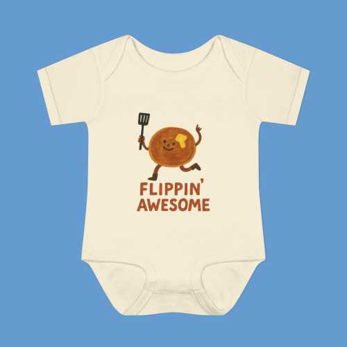 Baby Onesie, Flippin' Awesome Pancake Bodysuit, Retro Breakfast Graphic Gift, Brunch Lover, Funny Infant Jumpsuit, Butter Smiles, Future