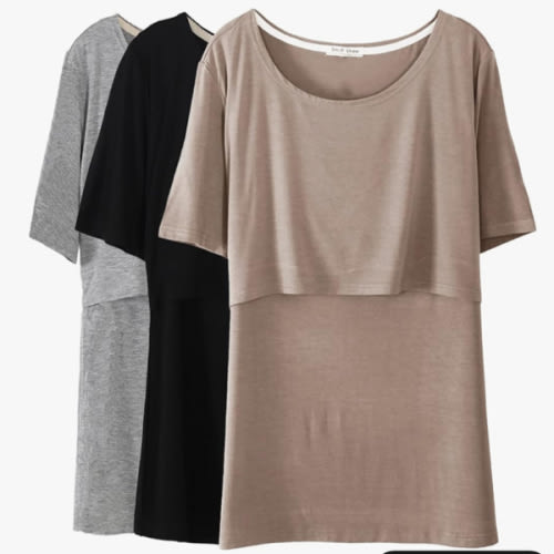 Smallshow Women's Maternity Nursing Tops Short Sleeve Breastfeeding Clothes