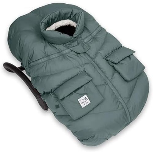 7AM Enfant Car Seat Covers - Cocoon Baby Cover for Boys & Girls, Rain & Snow Repellent, Breathable Windproof, Center Zipper, Universal Fit for Infant Car Seat (0-12M) (Pine)