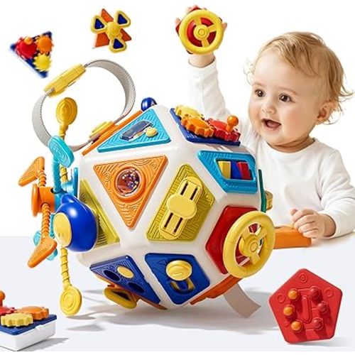 22‑in‑1Toddler Busy Board Activity Cube Toys, Montessori Sensory Toy & Travel Leaning for Toddlers, Early Education Active Toy and Fine Motor Skills Development Toy for 1 2 3 Years Old Boys & Girls