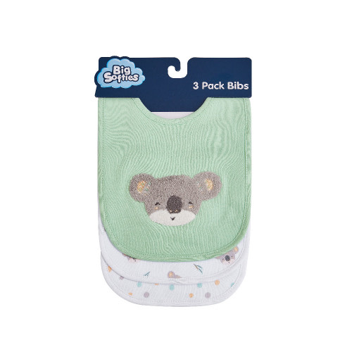 Big Softies 3 Pack Boucle Bibs - Koala